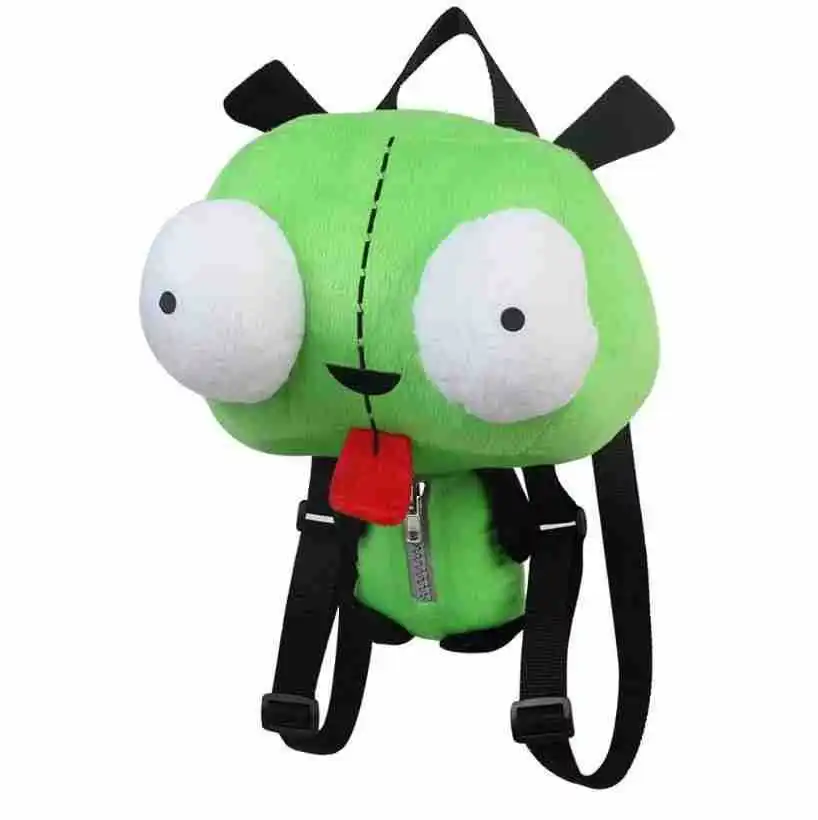 Nueva mochila de peluche de Alien Invader Zim 3D Eyes Robot Gir, bolsa verde, regalo de Navidad, juguete de peluche de 14 pulgadas-1