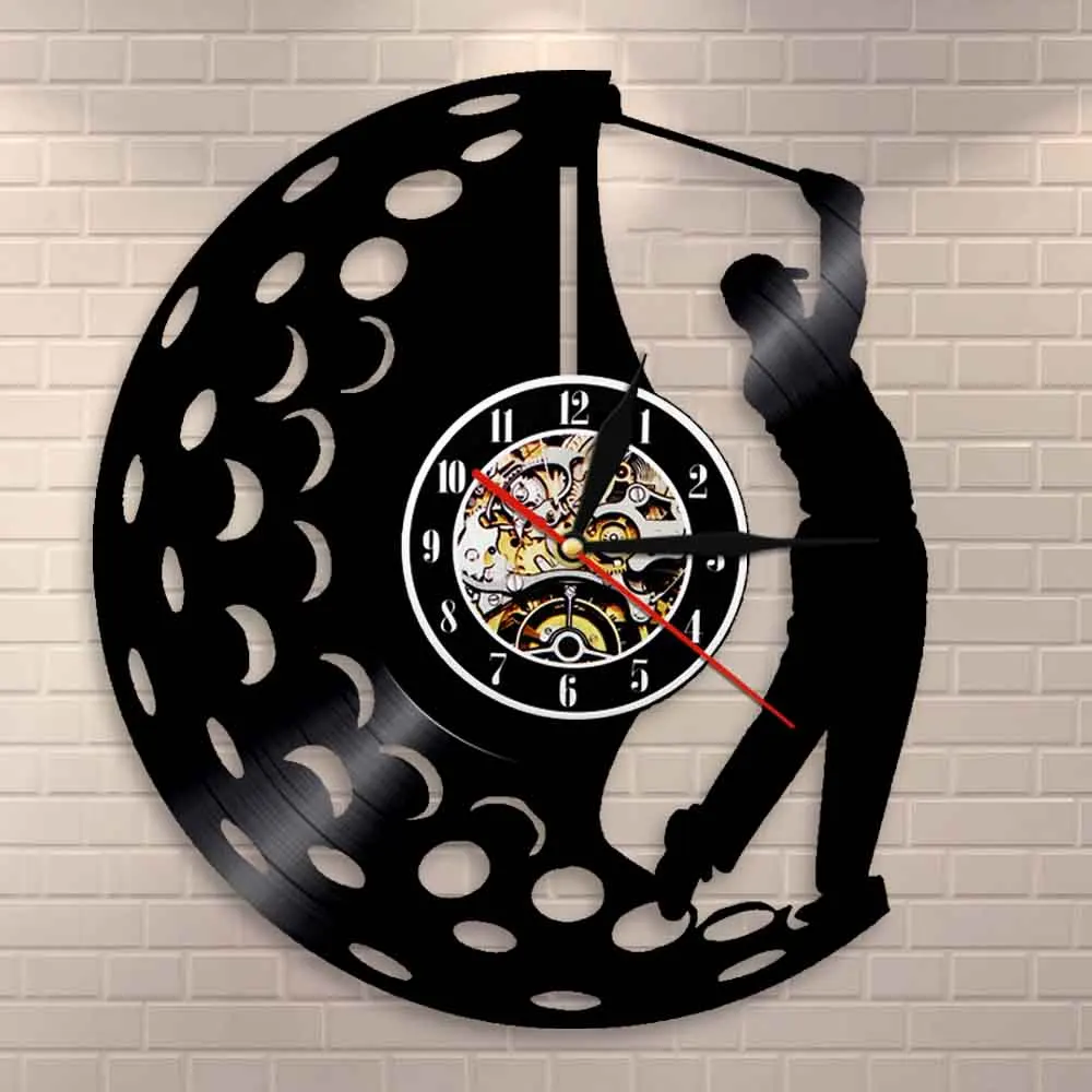 

Golfer Wall Clock Sports Golf Club Vinyl Record Wall Clock Golf Gifts For Him Golf Fan Golf Player Silhouette Decorative Clock