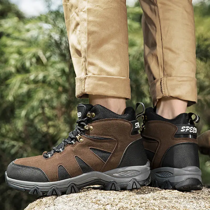 Gomear High top Hiking Shoes Men Durable Waterproof Anti-slip Outdoor Climbing Trekking Shoes Men 2021 Military tactical Boots