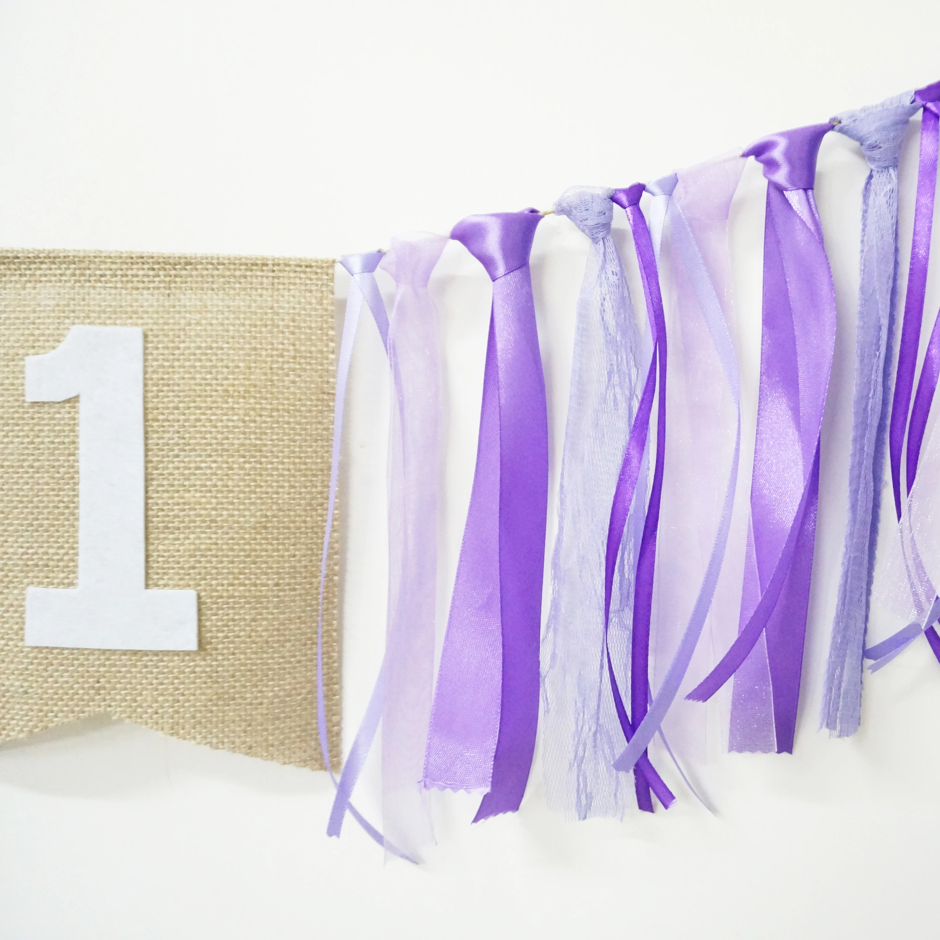 Purple Ribbon Banner 1stBirthday Party Baby Shower Flag Chair Nursery Garland Candy Bar Decoration Deco Anniversaire | Дом и сад