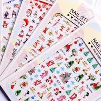 5 sheets christmas adhesive 3d nail sticker foil for nails art decoration cartoon designs nail decals manicure supplies tool