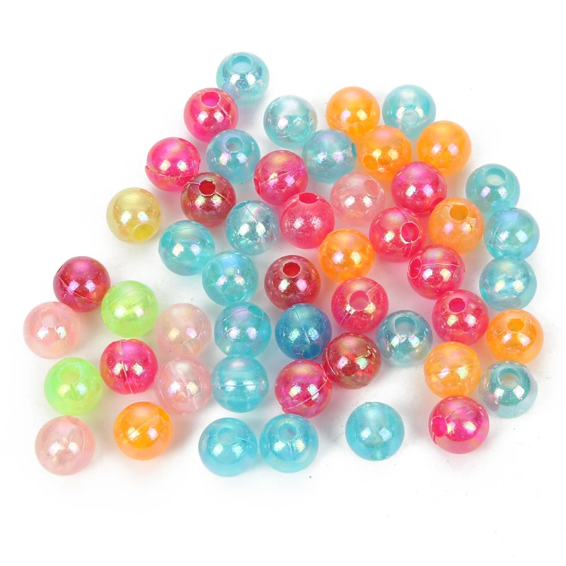 500 50 шт смешанные цвета прозрачные бусины красочные круглые акриловые для