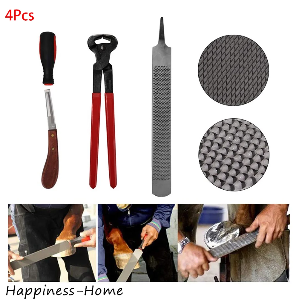 

3/4pcs 14/16 Inches Hoof Rasp Trimmers Tool set Farrier Horseshoe Trimming File Hoof Cutter Knife Kit for Equestrian Accessories