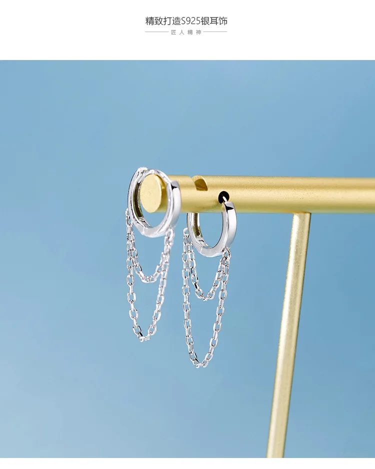 Серьги из стерлингового серебра 925 пробы, модное кольцо-цепочка, Несимметричное кольцо для ушей, Короткие серьги-капли, милые трендовые ювелирные изделия для девушек и женщин