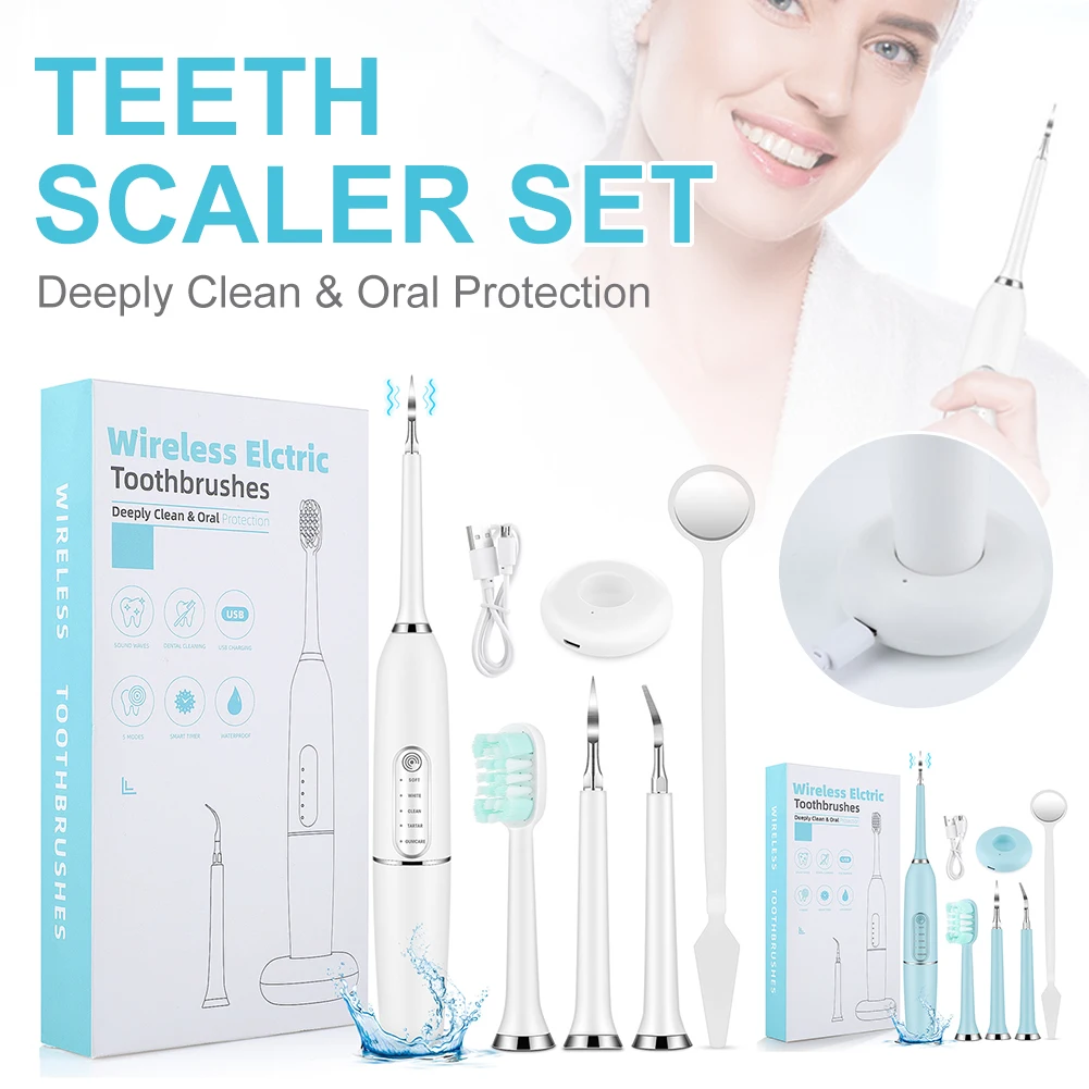 

Прибор для удаления зубного налета, Электрический ультразвуковой прибор для чистки зубов с 5 режимами, средство для ухода за полостью рта дл...