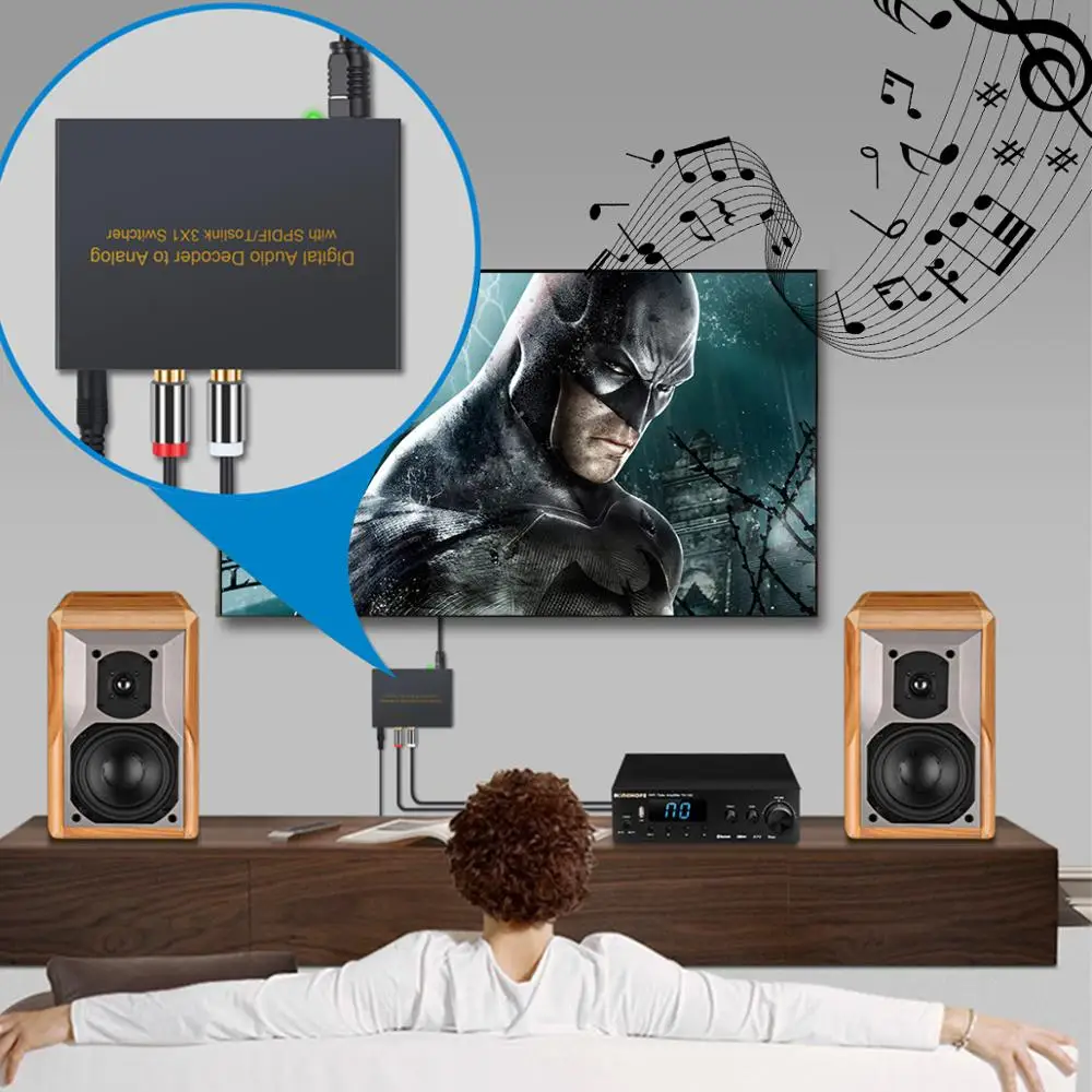 SPDIF переключатель 3 Порты и разъёмы цифровой аудио декодер к аналоговым с Toslink × 1