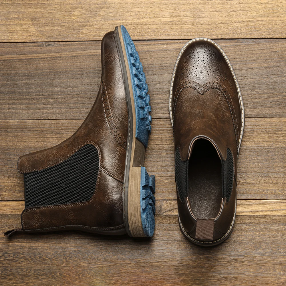 Мужские ботинки челси 2022 высококачественные удобные Модные осенние кожаные # Al661