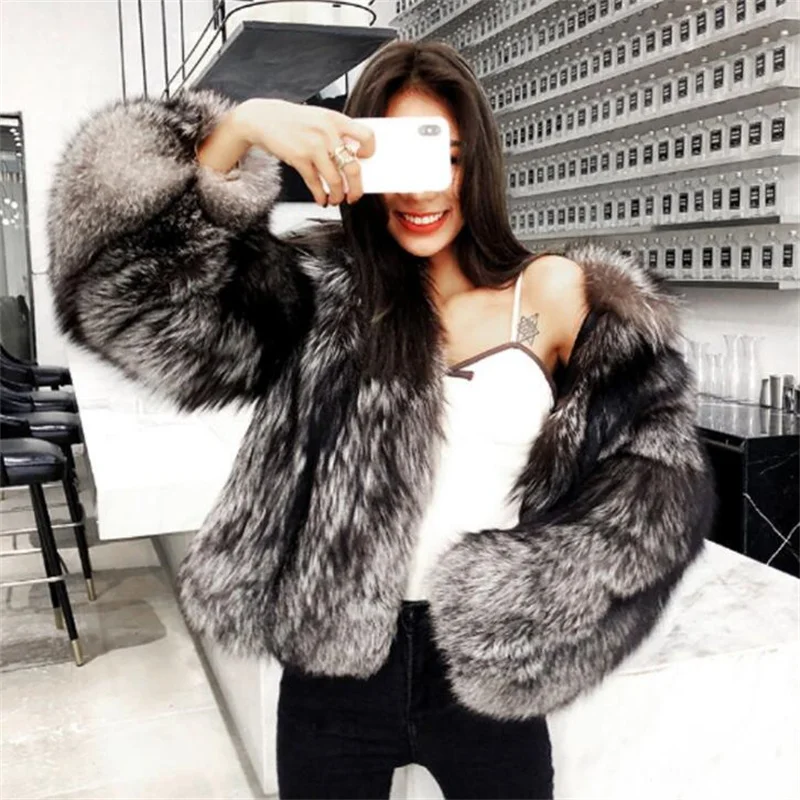 Women's fur coat short clothes fashion imitation fox fur jackets ladies  whole fur autumn winter new casual пальто женское зима