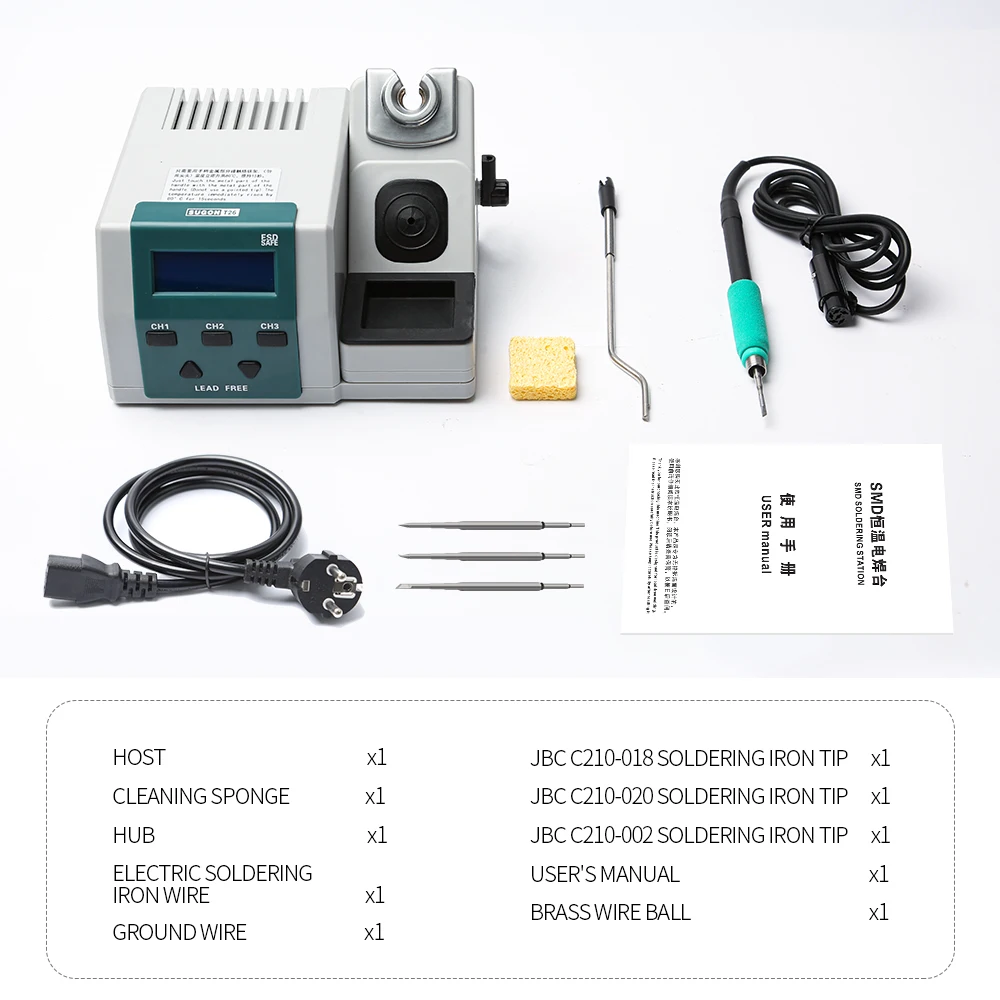 

Soldering Station SUGON T26 ,Lead-free 2S Rapid Heating Platform Compatible With JBC C210 Soldering Iron Handle