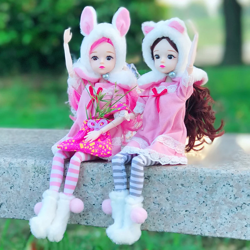 

Кукла Принцесса, 30 см, 1/6, шарнирная, из ПВХ, маленькая пять танцевальных кукол, игрушка с розовой кошкой/Кроликом, одежда, костюм, наряд, игруш...