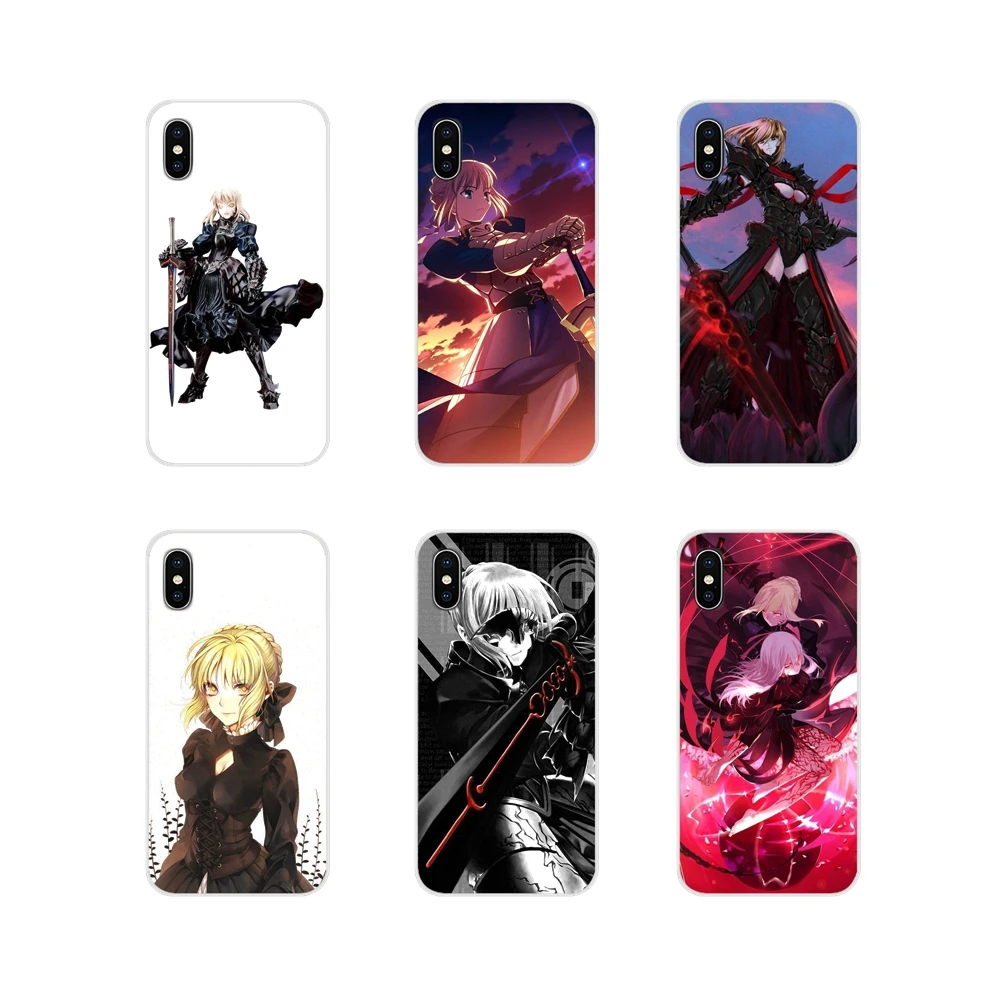 Прозрачный ТПУ чехол для Apple iPhone X XR XS 11Pro MAX 4S 5S 5C SE 6S 7 8 Plus ipod 5 6 Fate Stay Night черный сабля