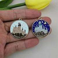 10pcs 25x27mm enamel castle day and night charm for jewelry making and crafting earring pendant necklace and bracelet charm