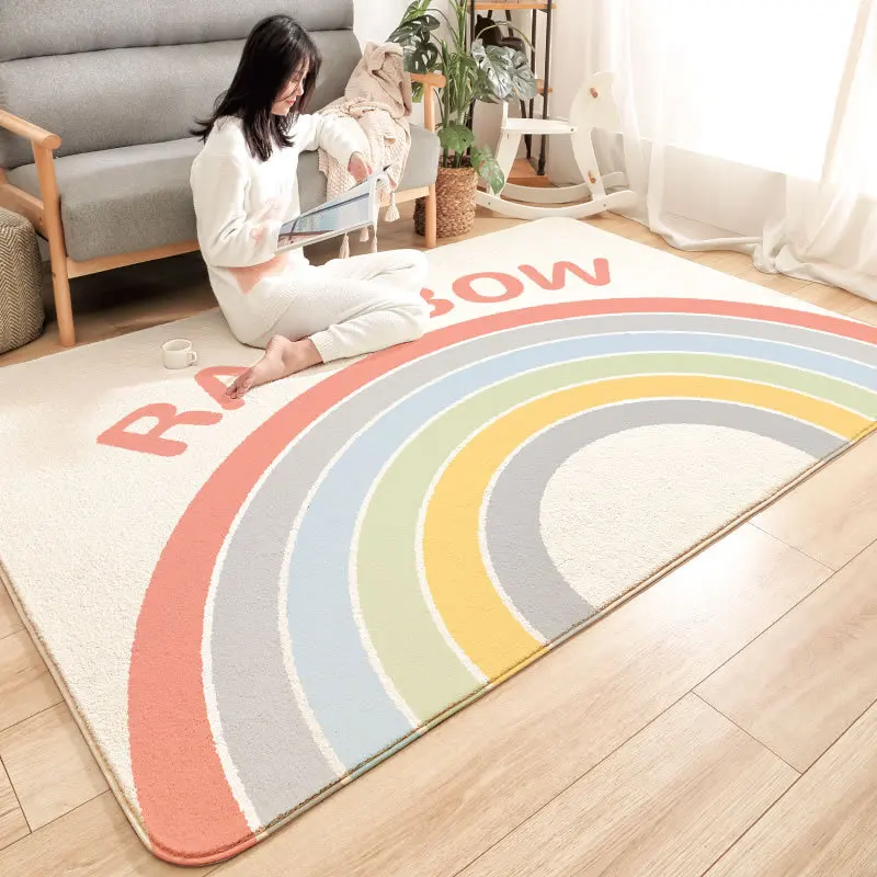 

Plush Carpet Modern European Living Room Decoration Floor Mat Bedroom Area Rugs Kid Crawling Carpets Comfortable and Non-Slip