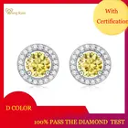 Серьги-гвоздики Wong Rain, серебро 925 пробы, 0,5 карат, настоящий муассанит драгоценный камень, для свадьбы, помолвки, подарок с ювелирными украшениями