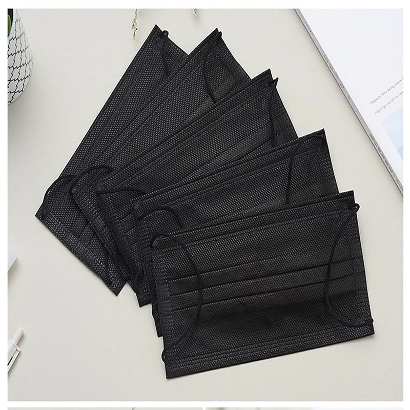 

50 PCs Mouth Mask 3 Layer Protection Disposable Black Face Mask Dust Proof Haze Masque Anti Pollution Face Filter Mask Anti Dust