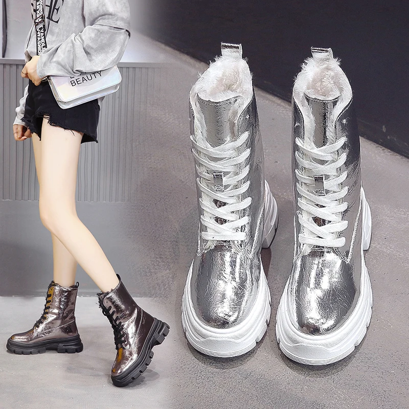 Женские зимние водонепроницаемые кроссовки походная обувь с густым мехом