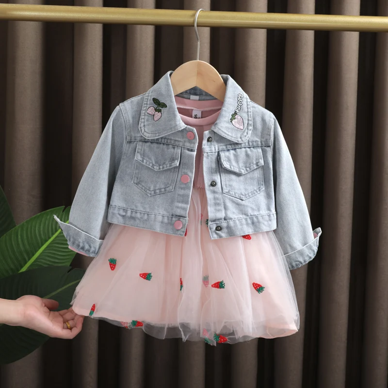 Джинсовая куртка и платье пачка для новорожденных девочек на возраст 1 4