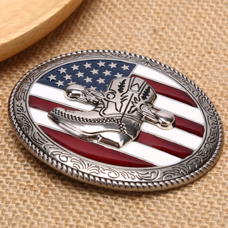 

Retro American Flag Mens' Belt Buckle Marvel For Western Men Cowboy and Cowgirl Metal Buckles