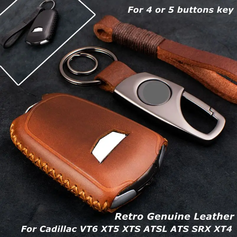 Чехол для ключей в стиле ретро из натуральной кожи чехол брелок Cadillac VT6 XT5 XTS ATSL ATS