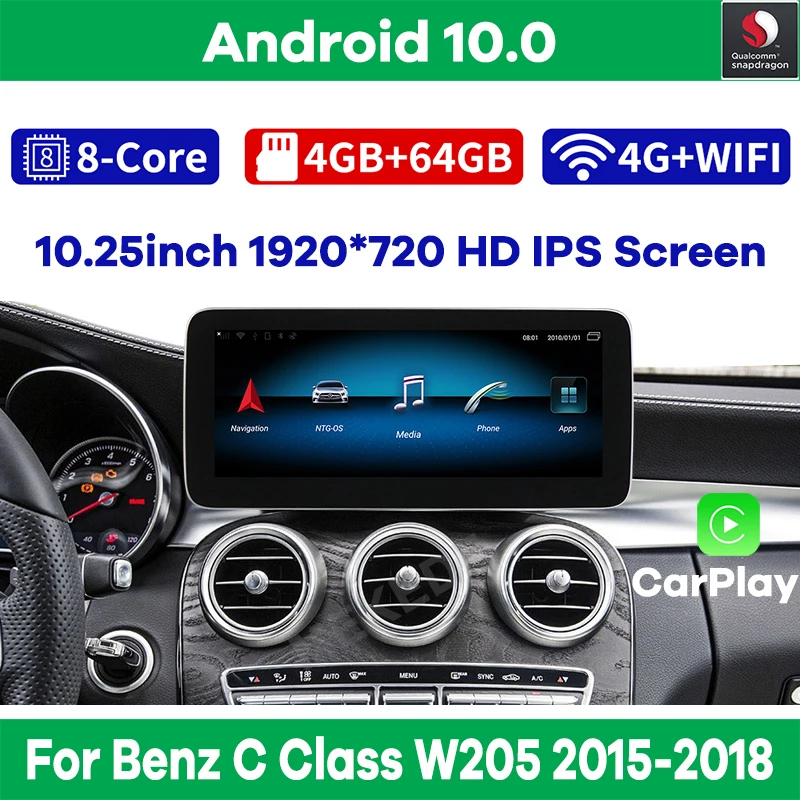 Автомобильный мультимедийный плеер 10 25 дюйма Snapdragon Android GPS радио стерео для Mercedes