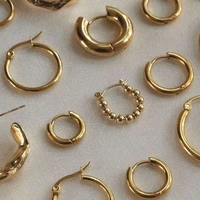 gold silver color stainless steel hoop earrings for women small simple round circle huggies ear rings steampunk accessories