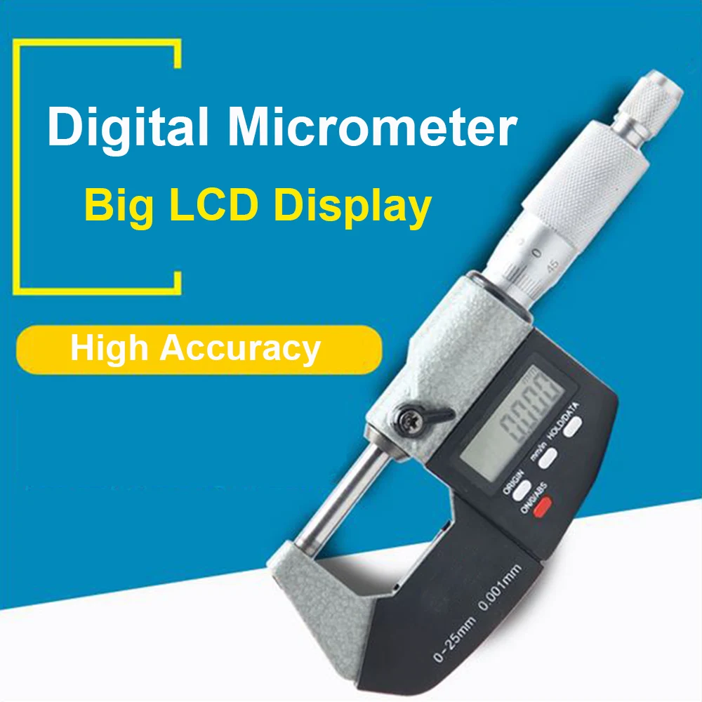 

C018 High Accuracy 0.001mm/0.00005" Digital Dial Indicator DTI Range 0-25mm / 1" Electronic Digital Outside micrometer