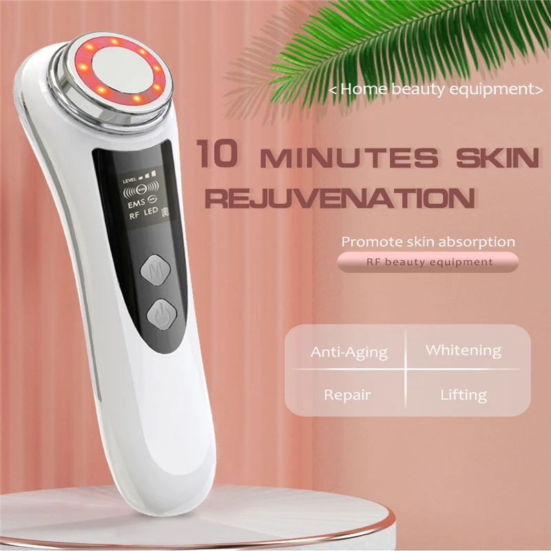

Facial Mesotherapy Electroporation RF Radio Frequency LED Photon Face Lifting Tighten Wrinkle Removal Skin Care Face Massager