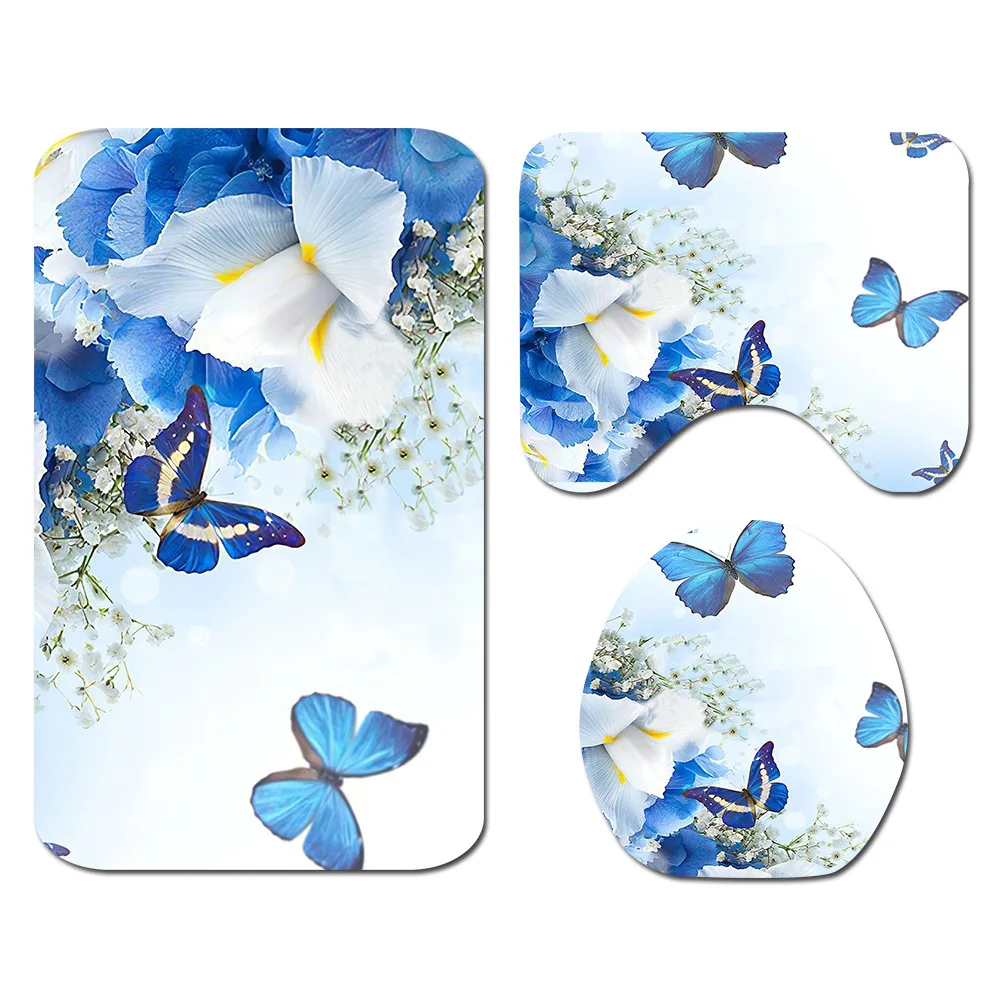 Душевые шторы с принтом бабочки 4 шт. покрытие для ковра унитаза коврик ванной