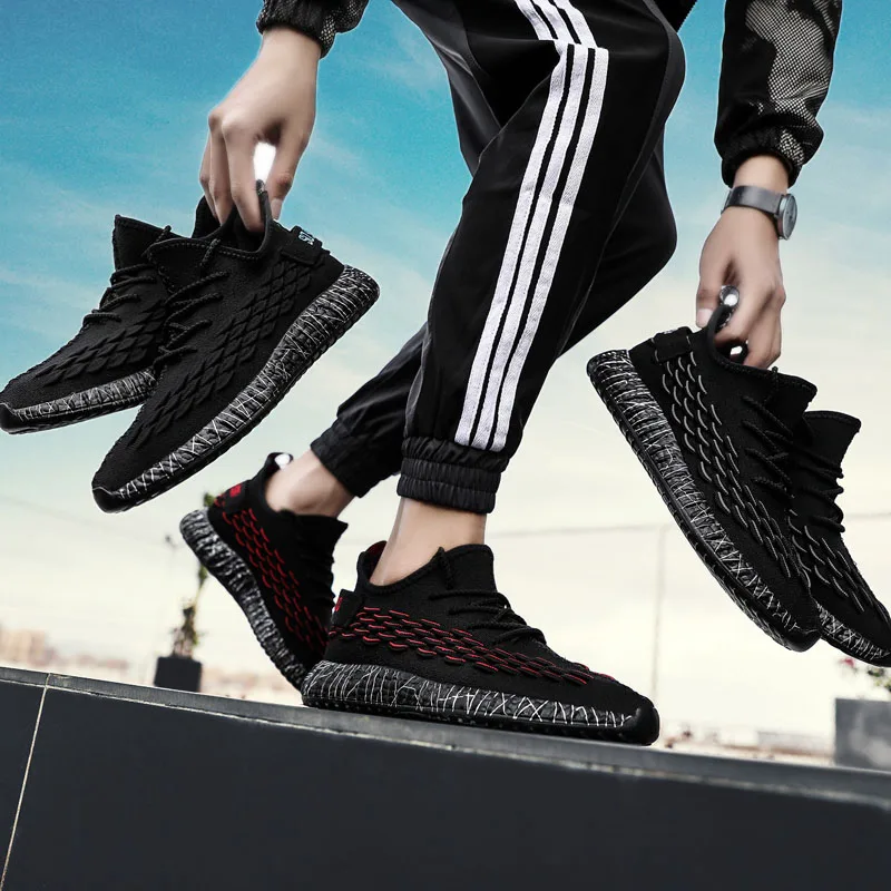 Новейшие мужские кроссовки дышащая повседневная обувь на шнуровке