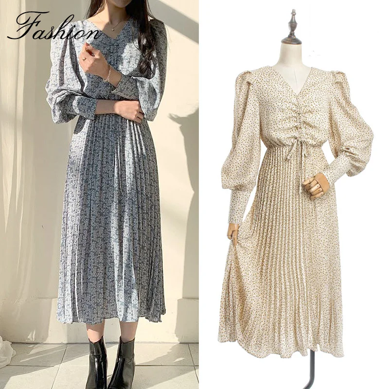 Женское весеннее платье трапеция с принтом плиссированное женское Повседневное