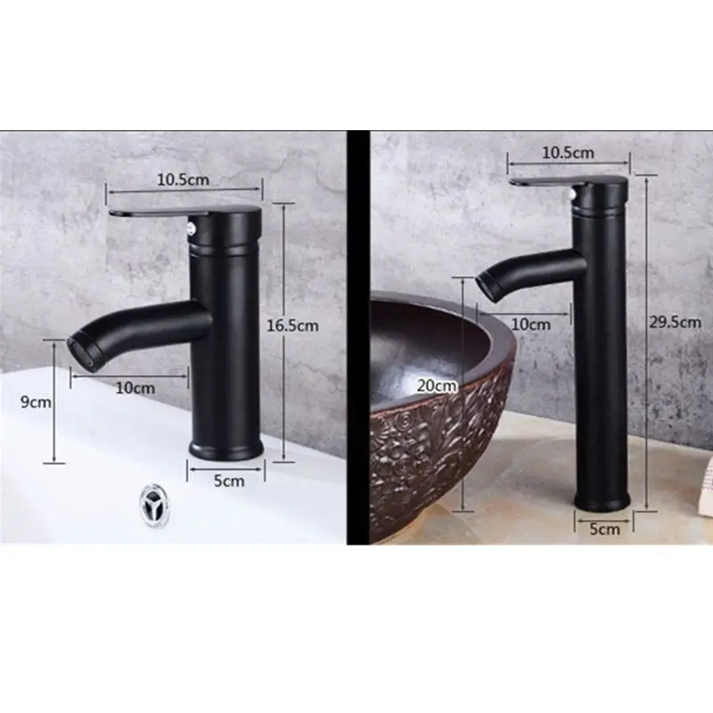 

Single Handle Bathroom Basin Faucets Cold/Hot Mixer Basin Sink Tap Black