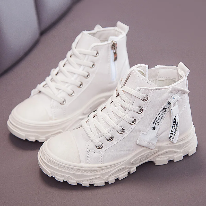 Children Shoes Spring White Boys Sneakers Fashion Brand Retro Platform Boots Kids Girls Footwear Breathable | Мать и ребенок