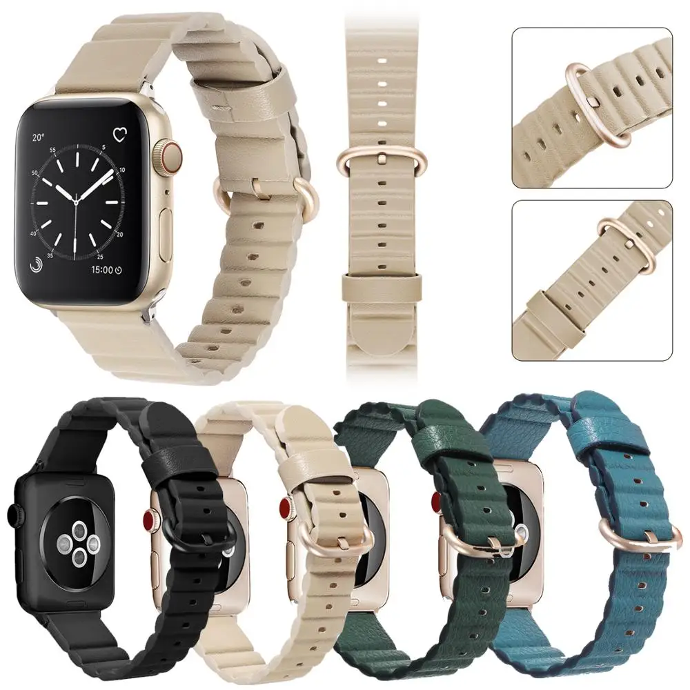 Excellent Genuine leather loop For Apple Watch Band 42MM 38MM 40mm 44mm for iWatch Strap 1 2 3 4 5 | Наручные часы