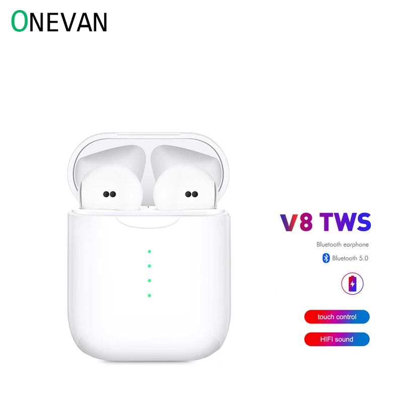V8 TWS беспроводные Bluetooth наушники стерео наушники-вкладыши гарнитура с зарядным устройством для наушников микрофон для всех смартфонов Apple samsung S6 S8