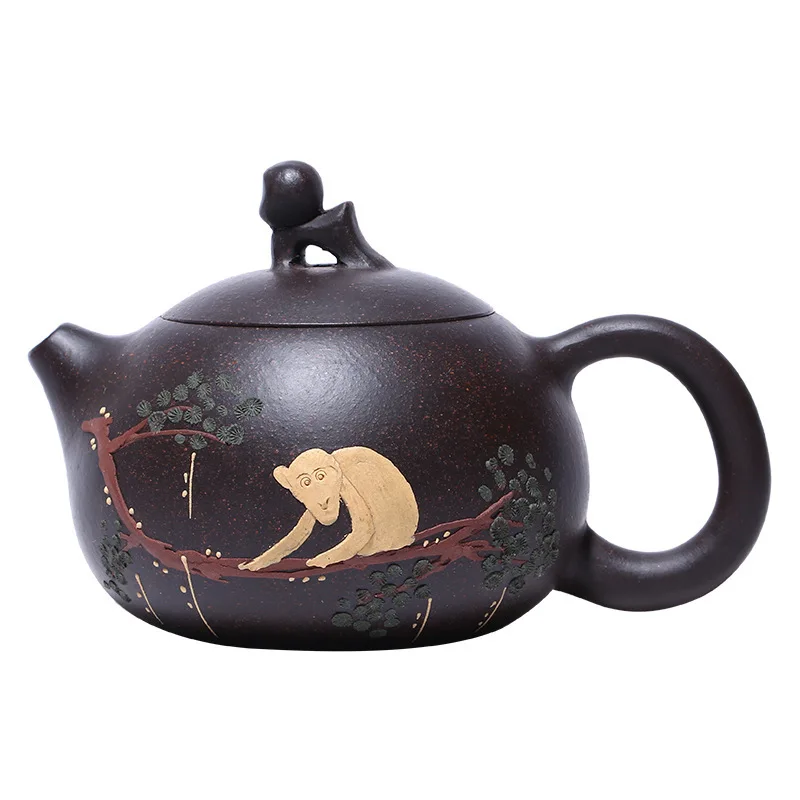 

Черный золотой песок, рекомендованный вручную spirit monkey xi shi pine needle, Зодиак, чайный набор, подарок на заказ, чайник