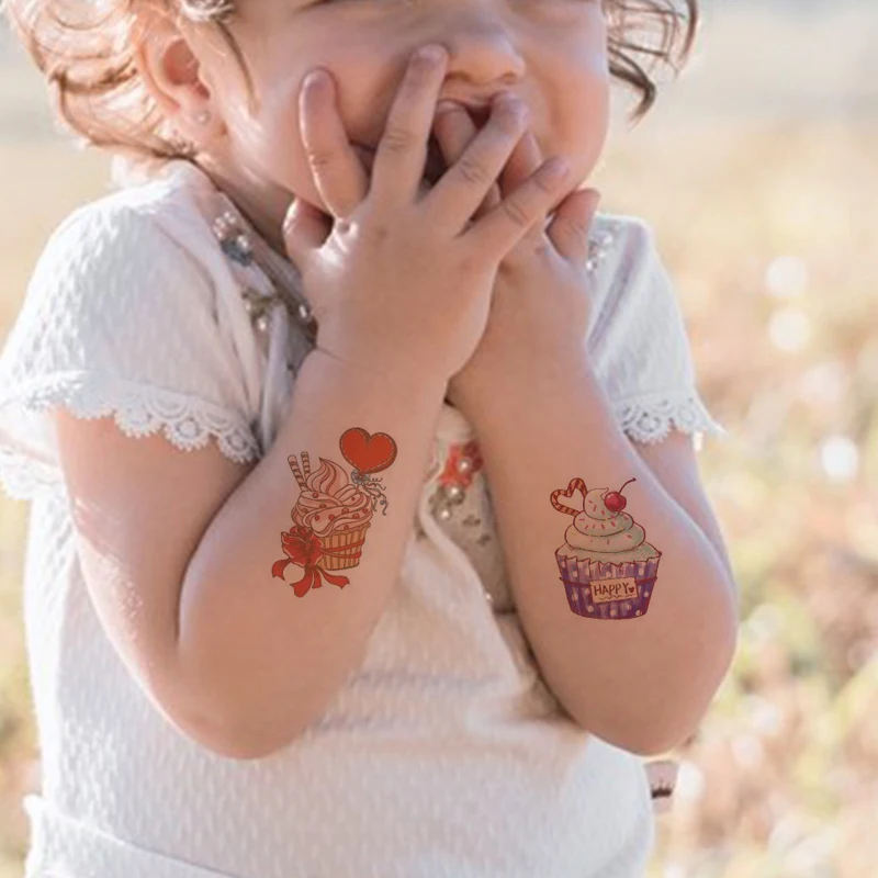

10pcs Colorful sugar cream cake Temporary Tatoo Sticker Waterproof Fake Tattoo Summer Tattoos Hand Foot For Kids Children Boy