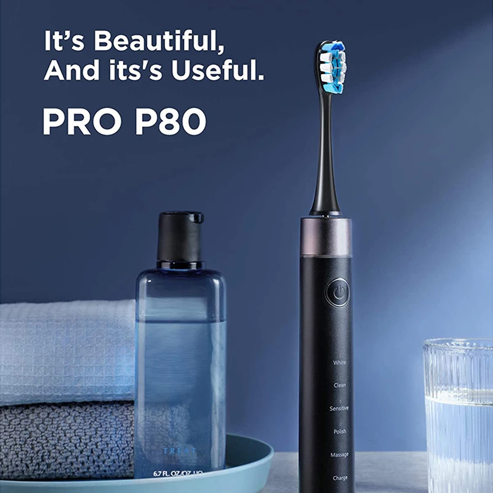 Fairywill электрическая зубная щетка P80 40000 микро-щетки Вибрирующая с нажимом Senor