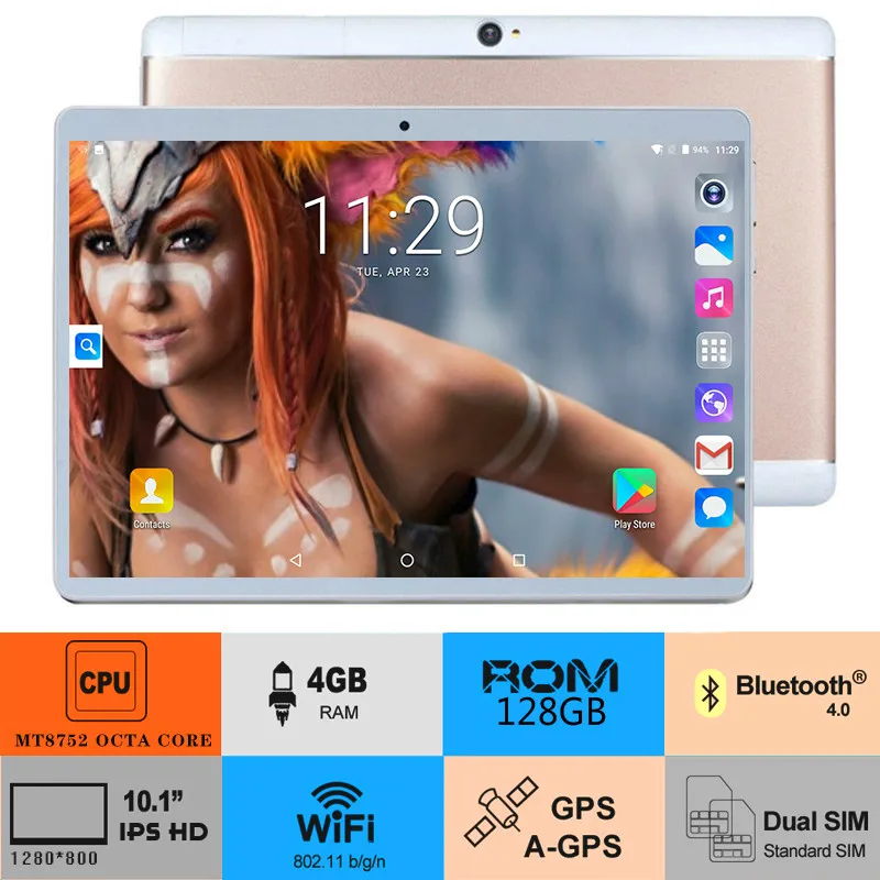 

10-дюймовый планшет с восьмиядерным процессором 3G 4G FDD LTE, ОЗУ 6 ГБ, ПЗУ 2022 ГБ, 9,0x128, Android 1280
