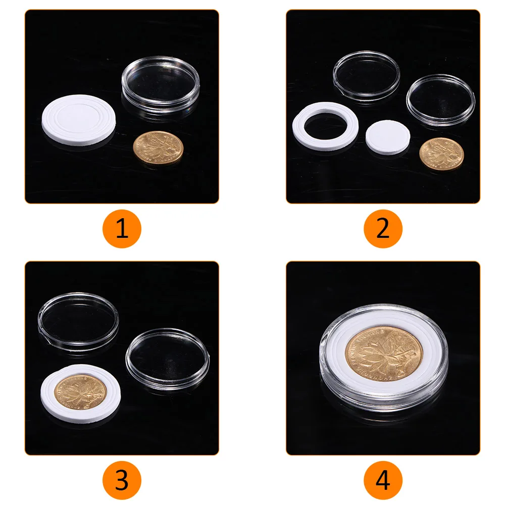 100 шт. футляр для монет капсулы прозрачный пластиковый круглый ящик хранения