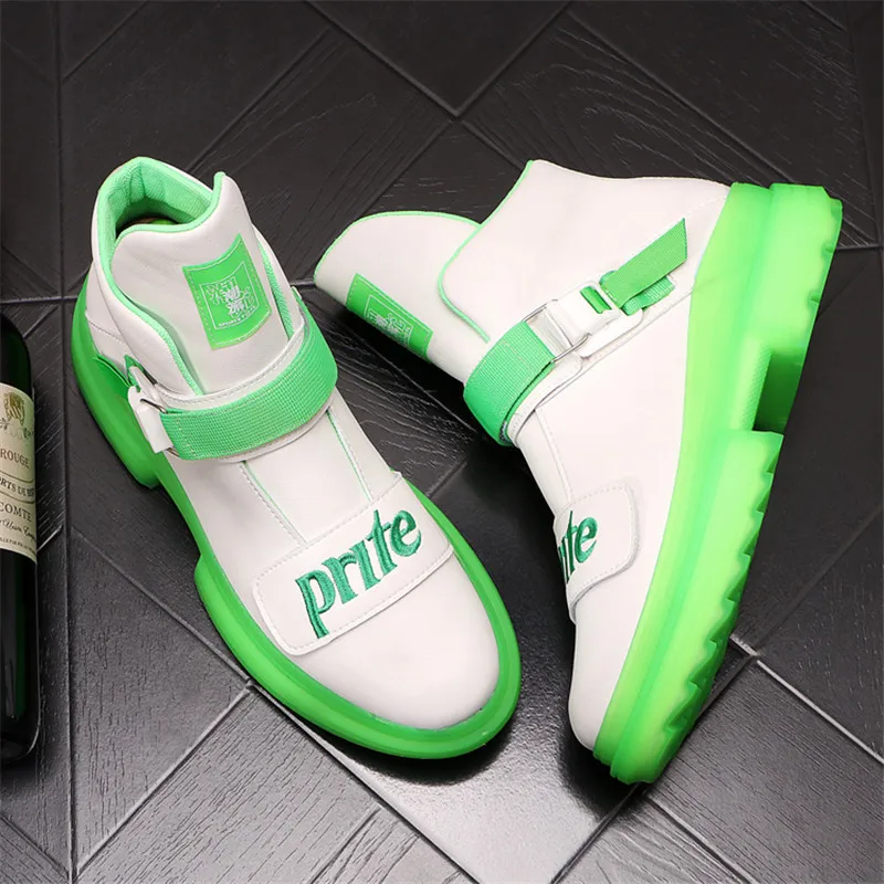 Murah Sneakers Pria Punk Kulit Musim Gugur Sepatu Atasan Tinggi Pria Hip Hop Sepatu Bot Pergelangan Kaki PELATIH Sepatu Pria Zapatillas Hombre