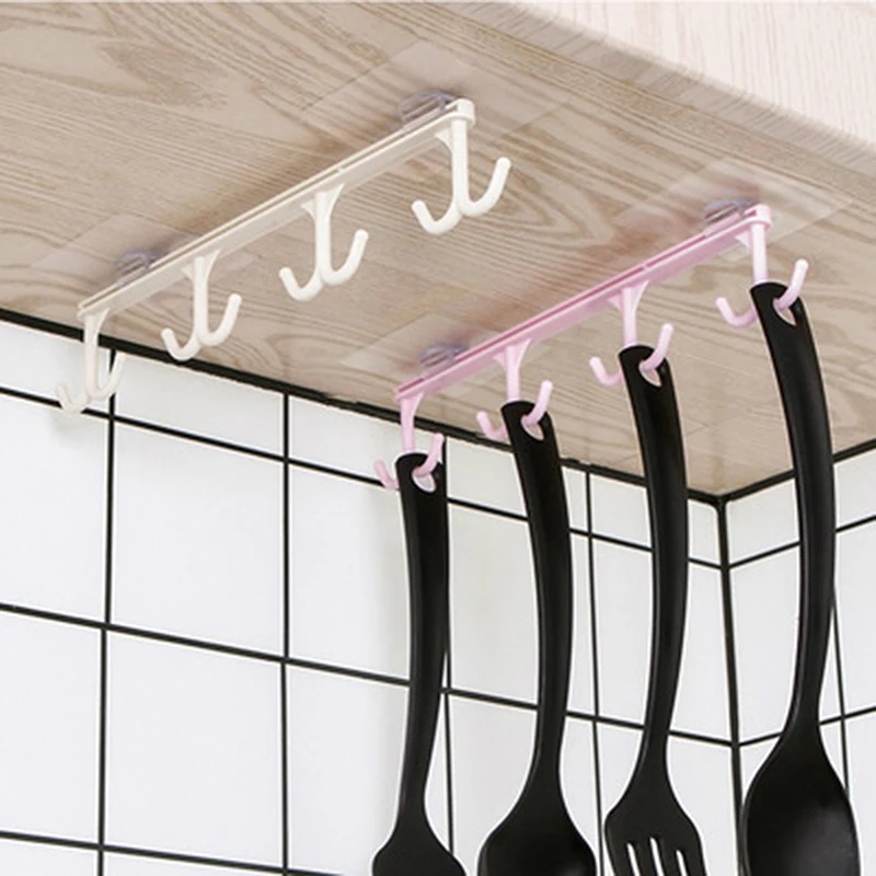 

Hot Sale Kitchen Strong Non-marking Nail-free Hook Cupboard Cabinet Storage Rack Multifunctional Wardrobe Hook Finishing Rack
