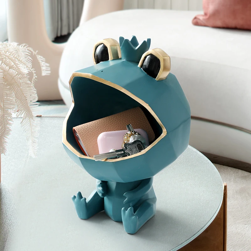 Cute Frog Resin Modern Decorative Figurines Candy Keys Storage Box Bedroom Desk Organizer Living Home Decor Accessories