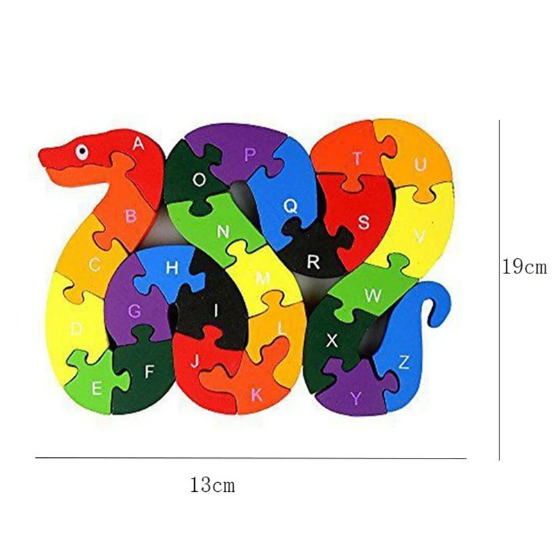 

Kids Children Wooden Toys Alphabet Number Building Jigsaw Puzzle Snake Shape Funny Digital Puzzle Game Educational Toys