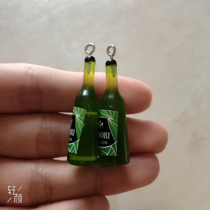 10pcs/pack 3D Alcohol Beer Bottle Resin Charms for Earring DIY Jewelry Accessory |