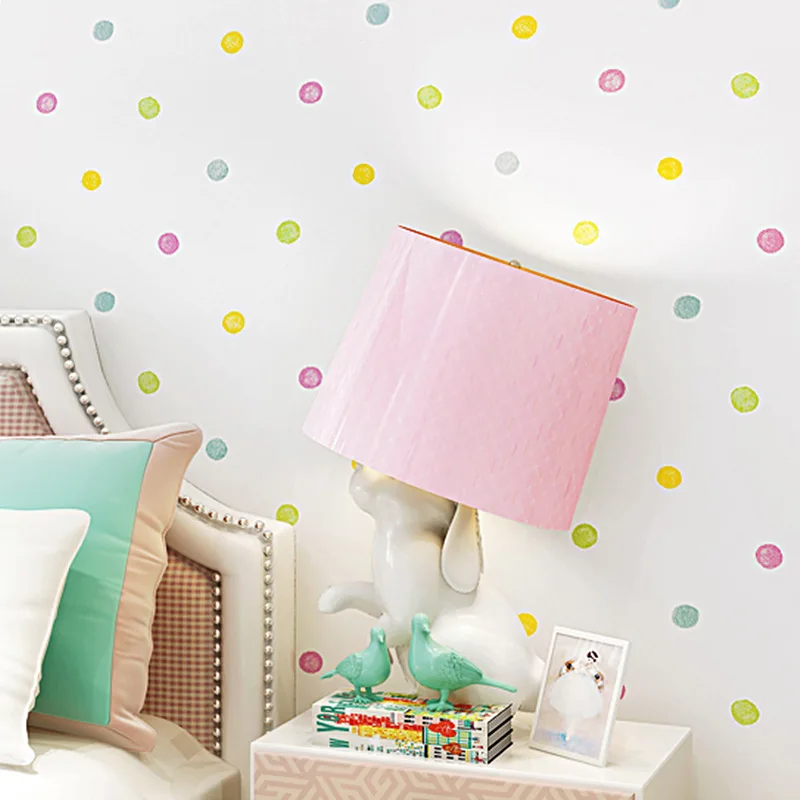 

Children's room wallpaper Girl Bedroom Princess Room cartoon warm girl non woven pink wave dot children's wallpaper