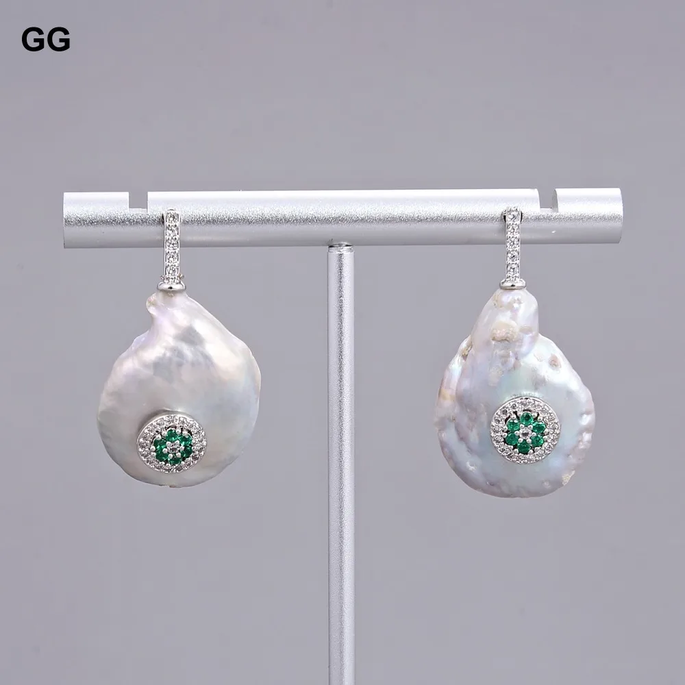 GG ювелирные изделия 19x24 мм серый Кеши жемчуг CZ Кольцо из белого золота с Цвет