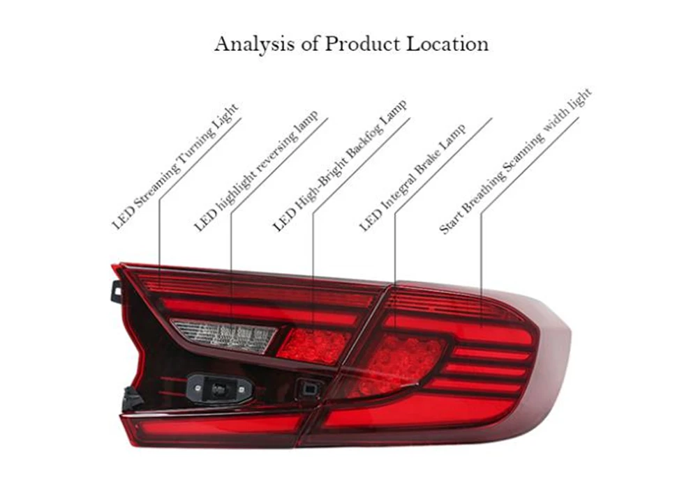 Tail Lamp case LED for Honda Accord 2018 2019 taillights Lights taillight Rear braking moving light signal | Автомобили и
