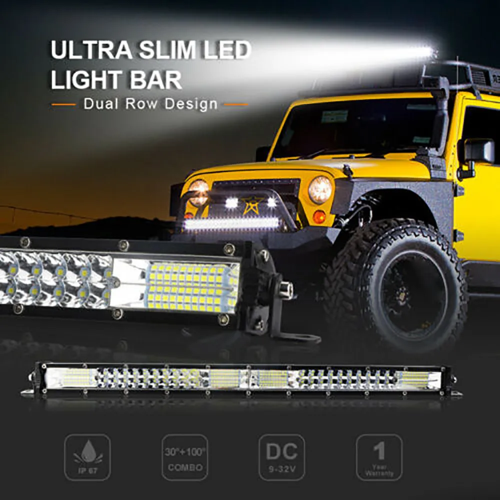 

Super Slim Dual Row LED Light Bar 20000LM 360W 6000K White Combo Driving Lamp