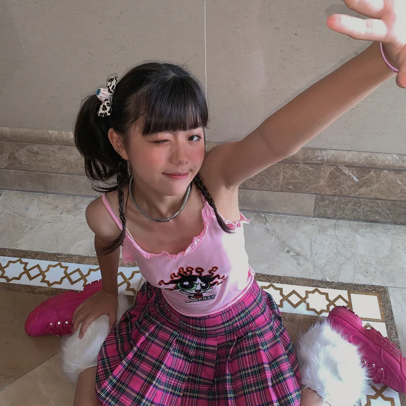 

Pink Pleated Satin Skirt Summer High Waist Pleated Mini Skirt Women's Fashion Slim Waist JK Tennis Skirts School Uniform