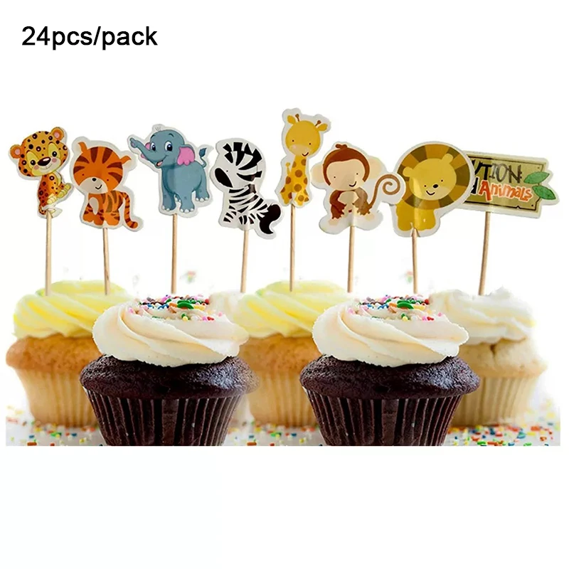 

24pcs/pack Animal Crossing Theme Party Decorations Birthday Cake Toppers Kids Boys Party Supplies Baby Shower Cupcake Toppers